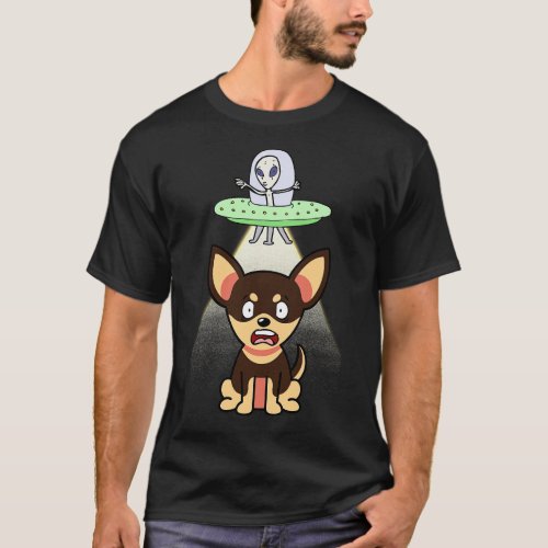 Cute small dog is abducted by aliens T_Shirt