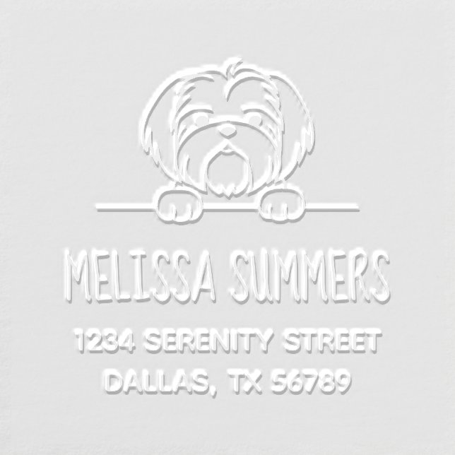 Cute Small Dog Shih Tzu Address Embosser (Design)