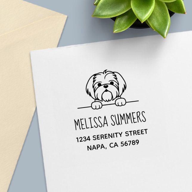 Cute Small Dog Shih Tzu Address Self-inking Stamp (Creator Uploaded)