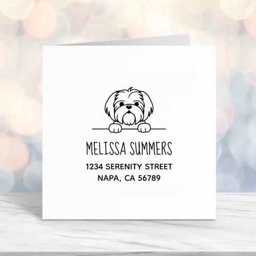 Cute Small Dog Shih Tzu Address Self_inking Stamp