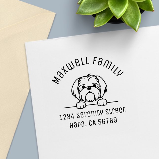 Cute Small Dog Shih Tzu Arch Address Self-inking Stamp (Creator Uploaded)
