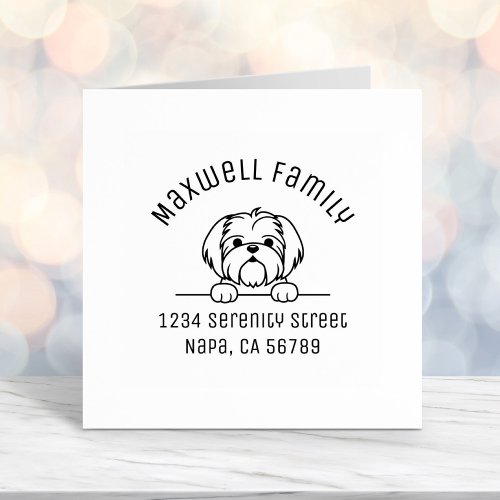 Cute Small Dog Shih Tzu Arch Address Self_inking Stamp