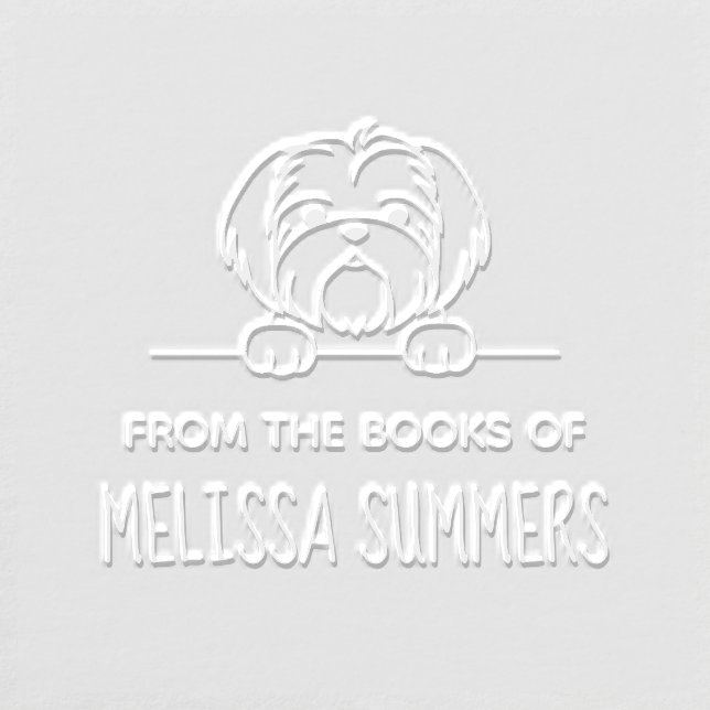 Cute Small Dog Shih Tzu Bookplate Embosser (Design)