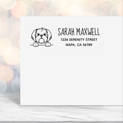 Cute Small Dog Shih Tzu Return Address Self_inking Stamp
