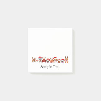 cute small dogs in Santa hats and antlers Post-it Notes