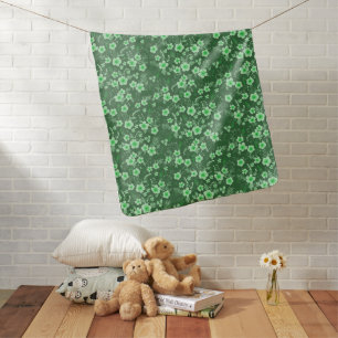 Cute small green floral summer pattern baby blanket