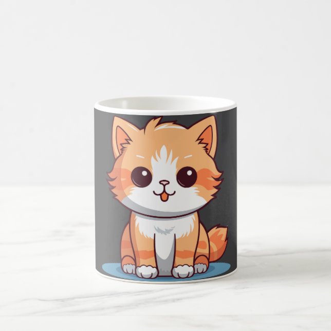 Cute Small Orange Cat Coffee Mug (Center)
