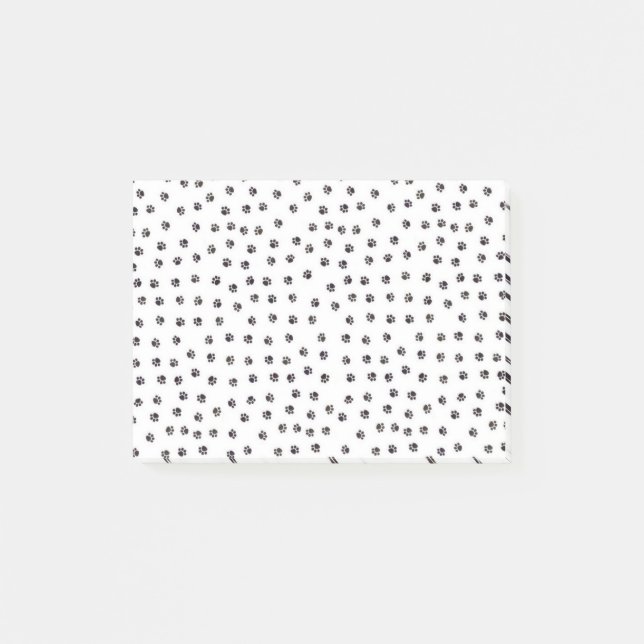Cute Small Paw Print Design Black and White Post-it Notes (Front)