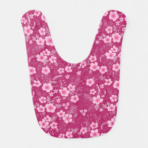 Cute small pink floral with Magenta background Baby Bib