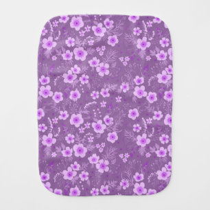 Cute small purple floral summer pattern baby burp cloth