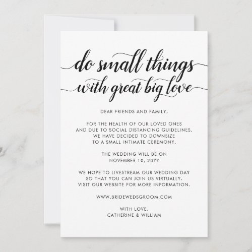 Cute Small Things Great Big Love Downsize Wedding Announcement