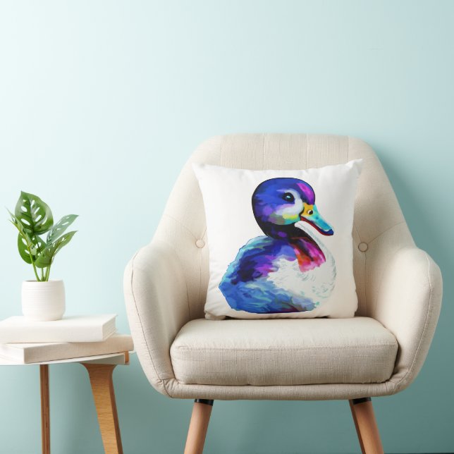 Cute small watercolor duckling throw pillow (Chair)