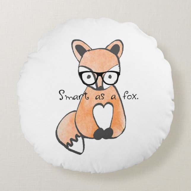Cute Smart as A Fox Round Pillow (Front)