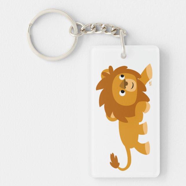 Cute Smart Cartoon Lion Acrylic Keychain (Front)