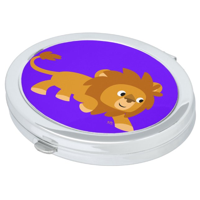 Cute Smart Cartoon Lion Compact Mirror (Turned)