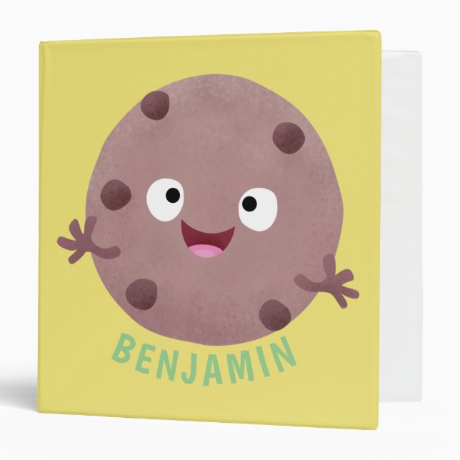 Cute smart chocolate chip cookie cartoon 3 ring binder (Front/Inside)