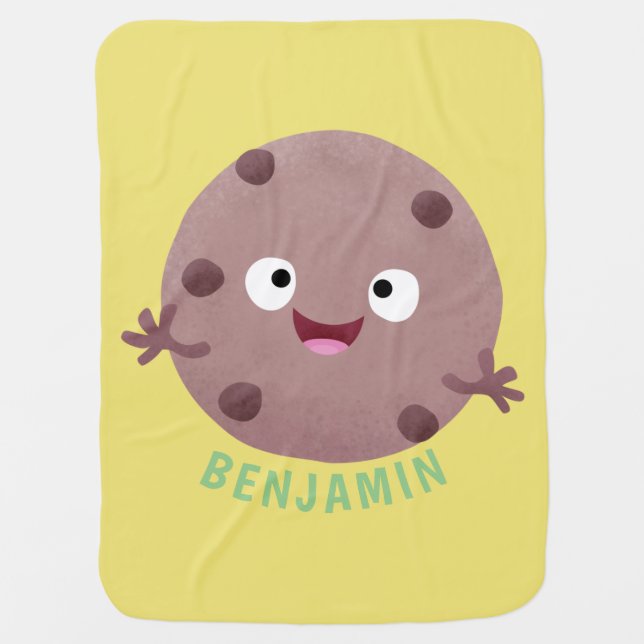 Cute smart chocolate chip cookie cartoon baby blanket (Front)
