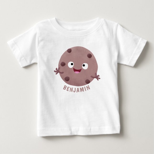 Cute smart chocolate chip cookie cartoon baby T-Shirt (Front)