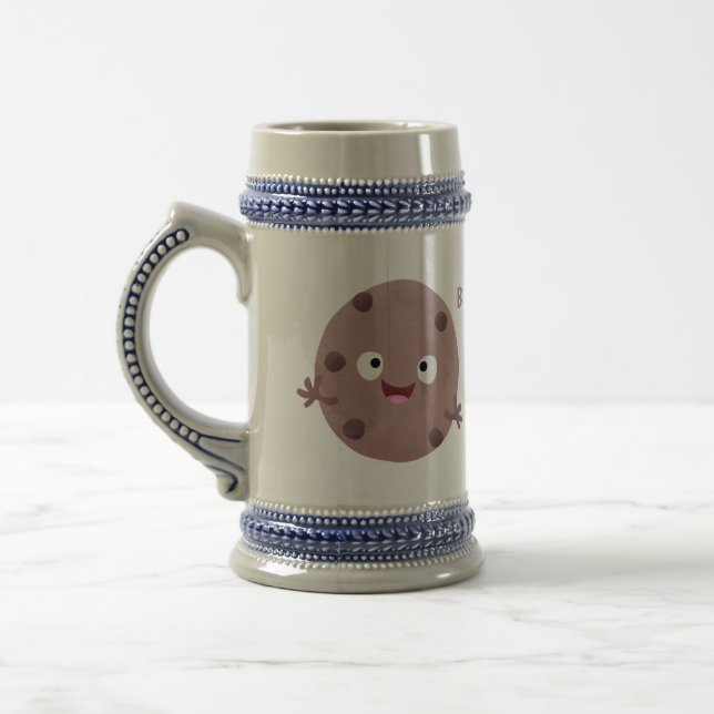 Cute smart chocolate chip cookie cartoon beer stein (Left)