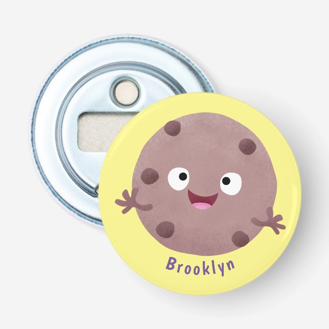 Cute smart chocolate chip cookie cartoon bottle opener (Front)