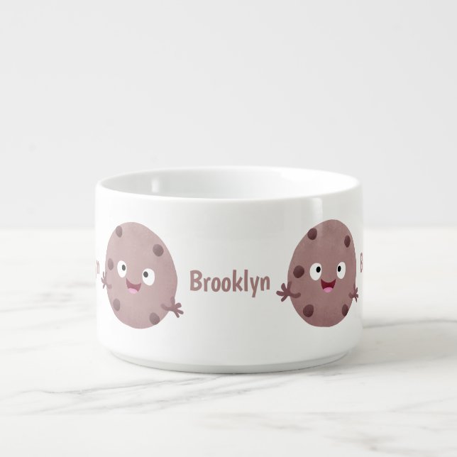 Cute smart chocolate chip cookie cartoon bowl (Center)
