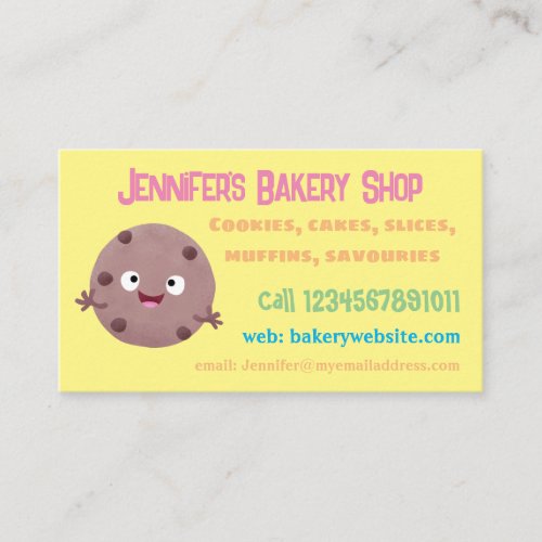 Cute smart chocolate chip cookie cartoon business card