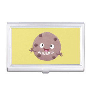 Cute smart chocolate chip cookie cartoon business card case
