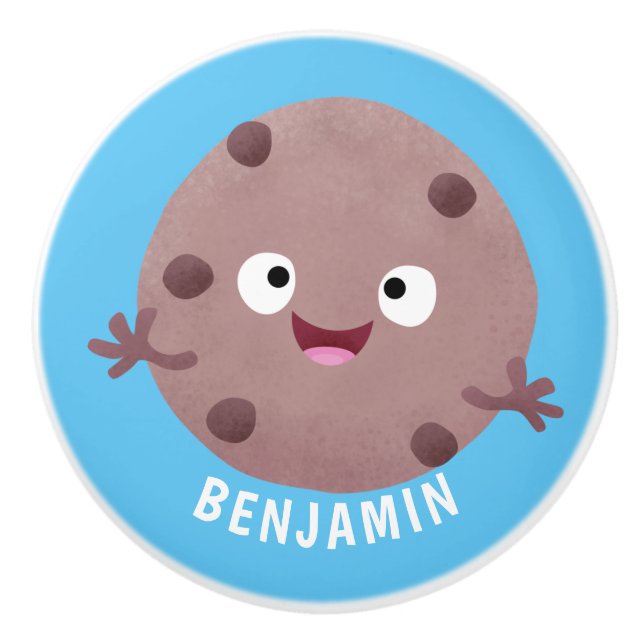 Cute smart chocolate chip cookie cartoon ceramic knob (Front)