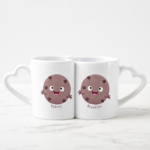 Cute smart chocolate chip cookie cartoon coffee mug set