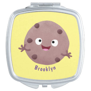 Cute smart chocolate chip cookie cartoon compact mirror