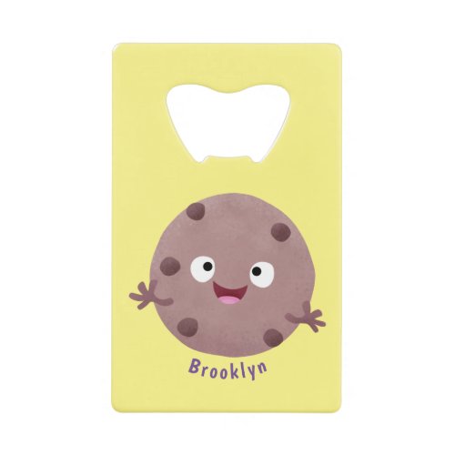 Cute smart chocolate chip cookie cartoon credit card bottle opener