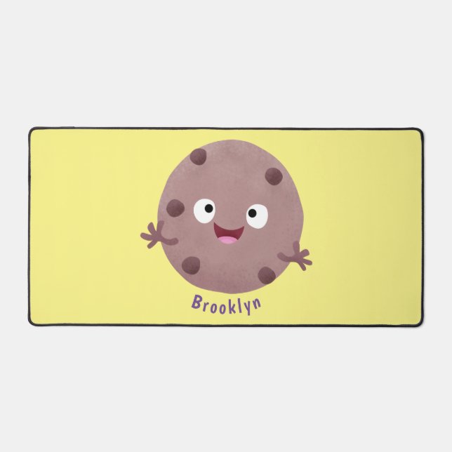 Cute smart chocolate chip cookie cartoon desk mat (Front)