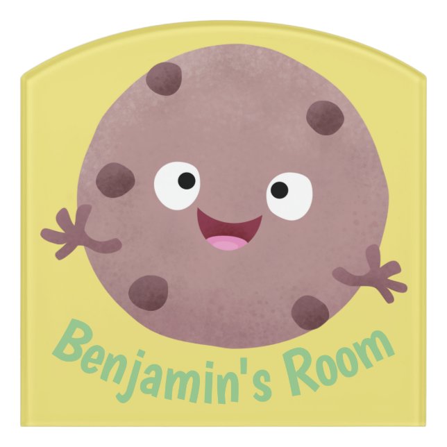 Cute smart chocolate chip cookie cartoon door sign (Contour Front)
