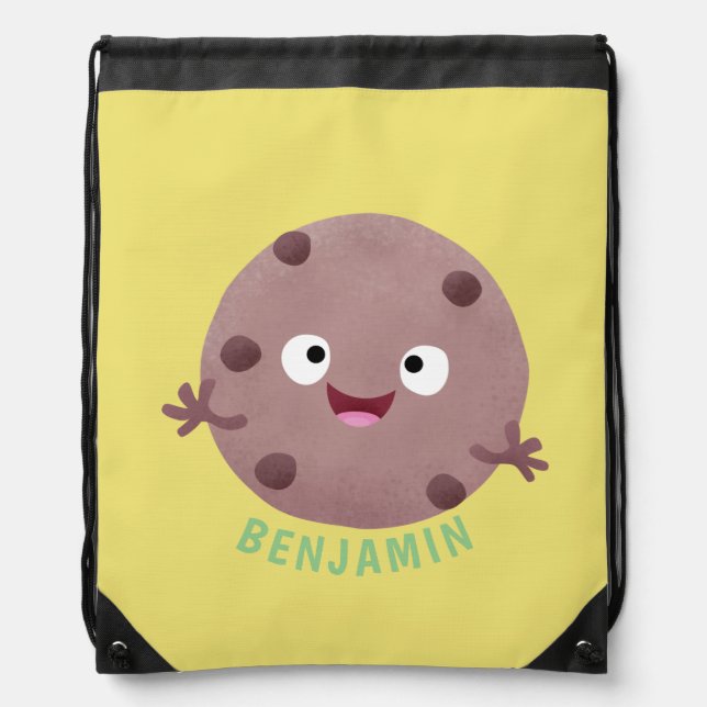 Cute smart chocolate chip cookie cartoon drawstring bag (Front)
