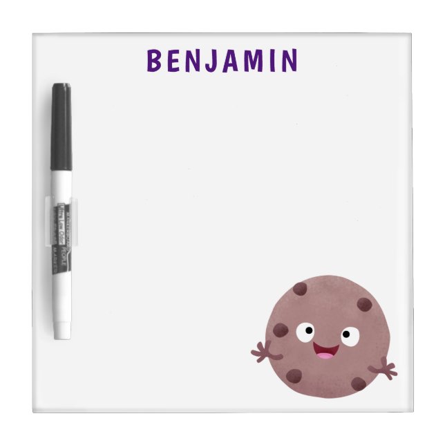 Cute smart chocolate chip cookie cartoon dry erase board (Front)
