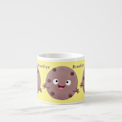 Cute smart chocolate chip cookie cartoon espresso cup