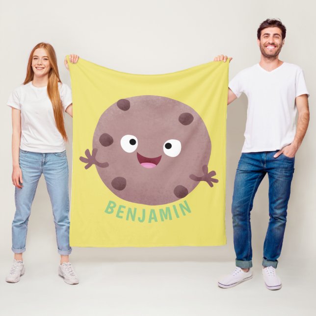 Cute smart chocolate chip cookie cartoon fleece blanket (In Situ)