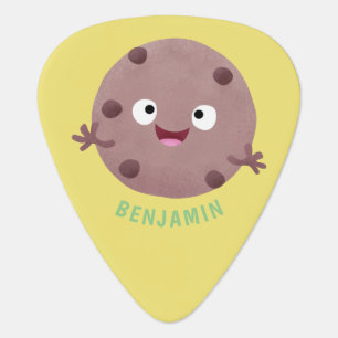 Cute smart chocolate chip cookie cartoon  guitar pick