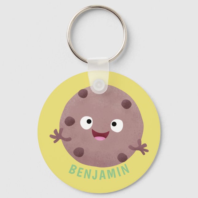 Cute smart chocolate chip cookie cartoon keychain (Front)