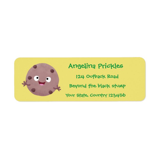 Cute smart chocolate chip cookie cartoon label (Front)
