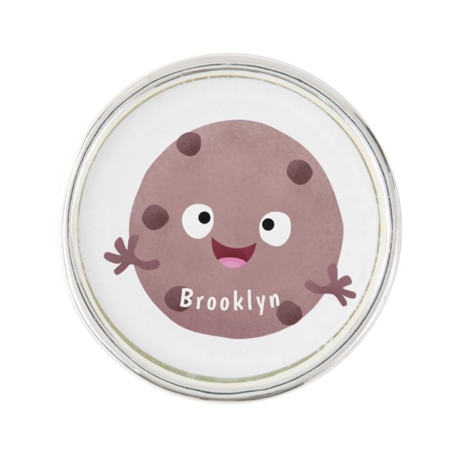 Cute smart chocolate chip cookie cartoon lapel pin (Front)