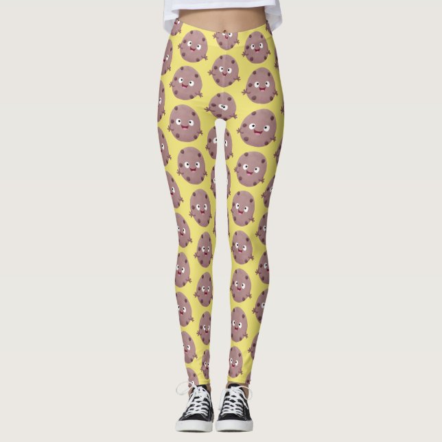 Cute smart chocolate chip cookie cartoon leggings (Front)