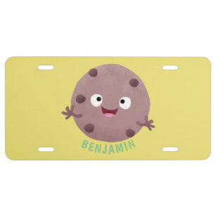 Cute smart chocolate chip cookie cartoon license plate