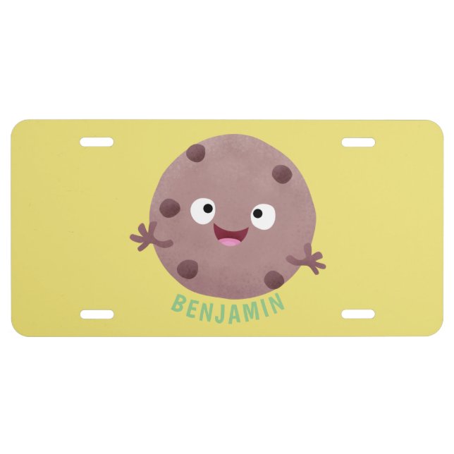Cute smart chocolate chip cookie cartoon license plate (Front)