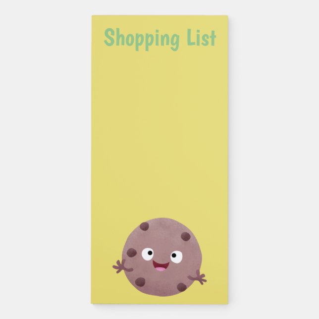 Cute smart chocolate chip cookie cartoon magnetic notepad (Front)
