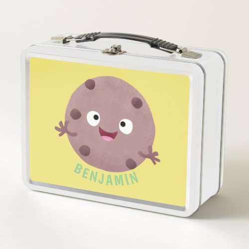 Cute smart chocolate chip cookie cartoon metal lunch box