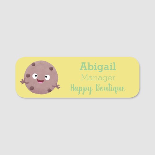 Cute smart chocolate chip cookie cartoon  name tag