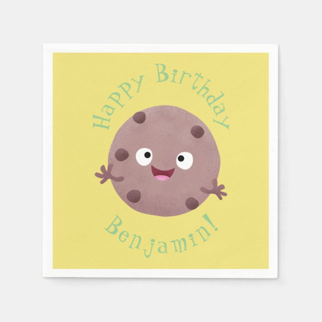 Cute smart chocolate chip cookie cartoon napkins (Front)
