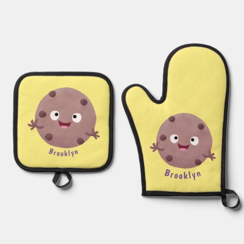 Cute smart chocolate chip cookie cartoon oven mitt  pot holder set