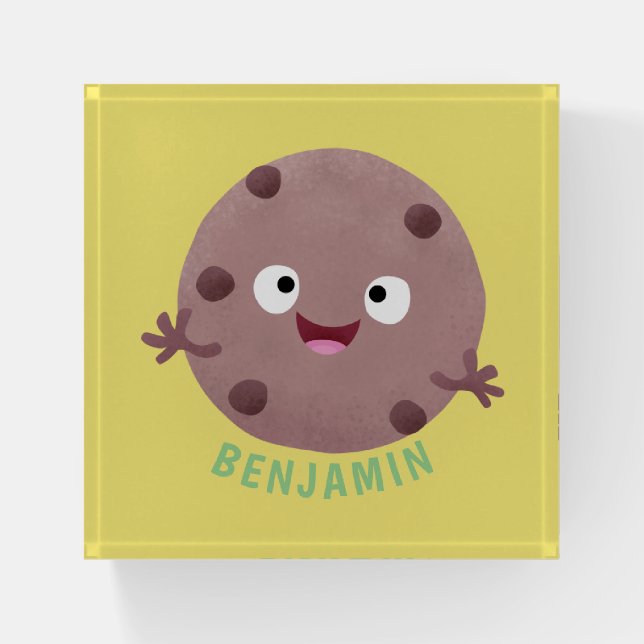 Cute smart chocolate chip cookie cartoon paperweight (Front)